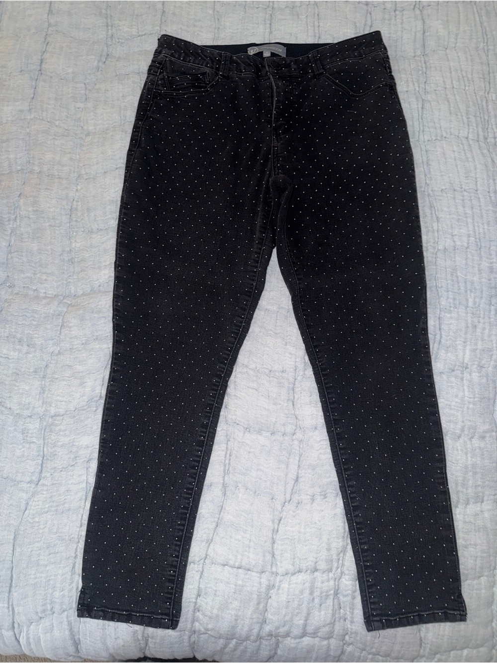 Wit & Wisdom Black Skinny Pants with Tiny Polka Dots